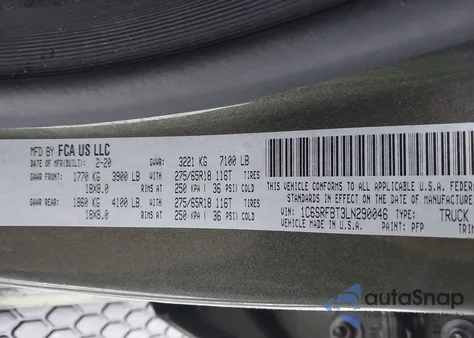 2020 Ram 1500 Big Horn 4X4 6'4 Box from USA, damaged, VIN 1C6SRFBT3LN290046